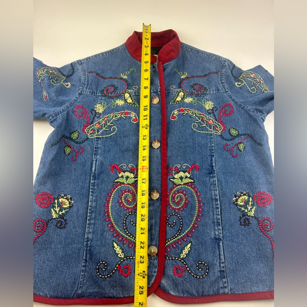 Orvis SZ S VTG WMNS Blue Washed Embroidered Button Front Pocket Denim Jacket - Picture 7 of 7